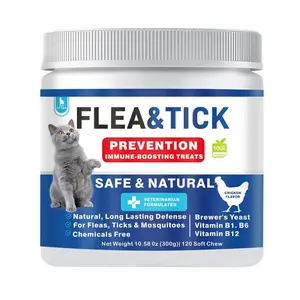 Cat Flea&Tick Control Chewables - Taurine Supplement for Cats-Skin & Coat Health Support- Suitable for All Breeds