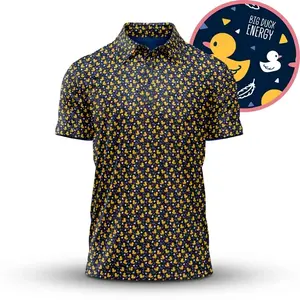 Bogey Bros Men’s Duck Print Golf Polo Shirt Funny Pattern Breathable Casual Performance Wear