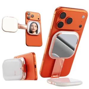Magnetic Selfie Fill Light Mirror with Phone Stand, 49 LED, Compatible with iPhone Magsafe & Android | 360° Adjustable, CRI≥90, Vertical/Horizontal Stand for Zoom, TikTok, YouTube, Vlogging