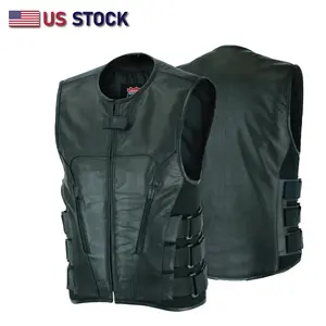 HL11645SPT Commando - Men's Motorcycle Swat Style Leather Vest Tactical Menswear