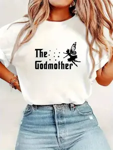 A Y2K Style Fairy Godmother Shirt for Women, Celebrating The First Mother'S Day with a Black And White Print, Suitable for Commercial Use, Perfect As a Birthday Gift