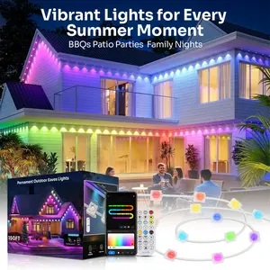 GALENTAL LED Permanent Eaves Lights, Outdoor Lighting With RGB IC, Permanent Outdoor Lights, Holiday Decorations for Party, Music Rhythm , Bluetooth APP Link, IP67, 50/100 Feet Length, Ideal for Festival and Daily  Decor