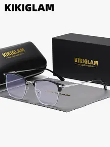 KIKIGLAM 1 Piece Unisex Full Frame Plano Glasses，Anti Blue Light Geometric Frame Plano Glasses，Handcrafted Frames With Soulful Warmth