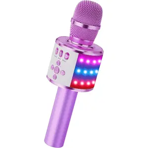 Karaoke Microphone for Adults with Disco Lights Echo Effect Built-in Speaker Portable Karaoke Player for Party Travel Gifts Q78 Light Purple