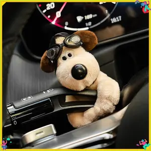 Cute little dog-shaped car ornaments, cute plush dolls for ladies, high-quality interior gear lever decorations, internet-famous windshield wiper and turn signal pendants