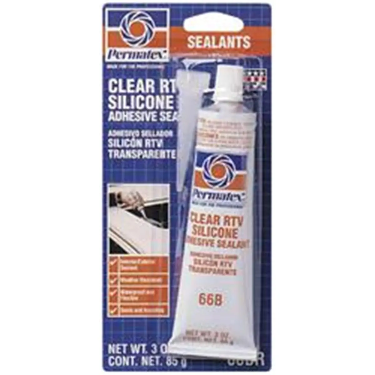 PERMTX-LOCKT 80050 Clear RTV Silicone Adhesive Sealant- 3 Oz., Bond, Mends