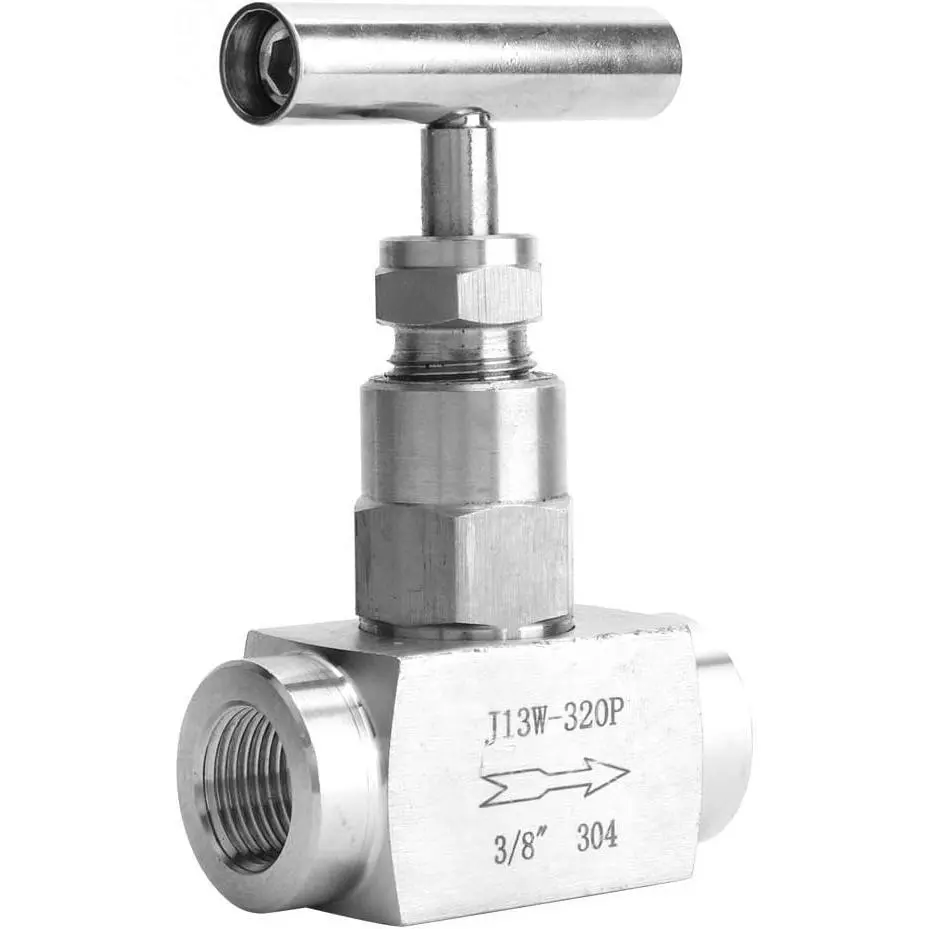 Straight Needle Valve Stainless Steel High Pressure Needle Valve Female Thread Shut-Off Needle Valve for Water, Gas, Oil, Fuel and Other Media(3/8”)