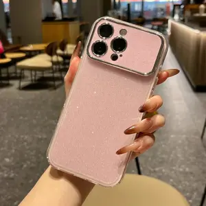 Minimalist Glitter Phone Case for iPhone 17 16 15 14 Plus 13 12 Pro Max Solid Color Shockproof Protective Case
