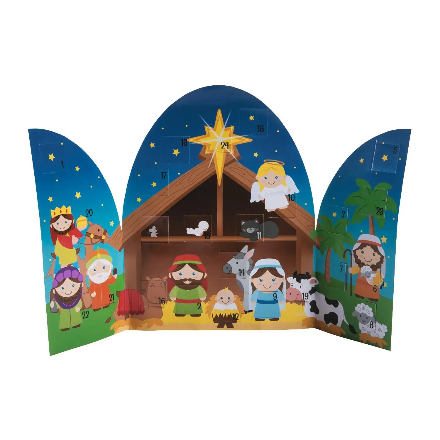 18" x 11 3/4" Nativity Advent Cardstock Flip-Open Calendars - 12 Pc., Bible, Countdown