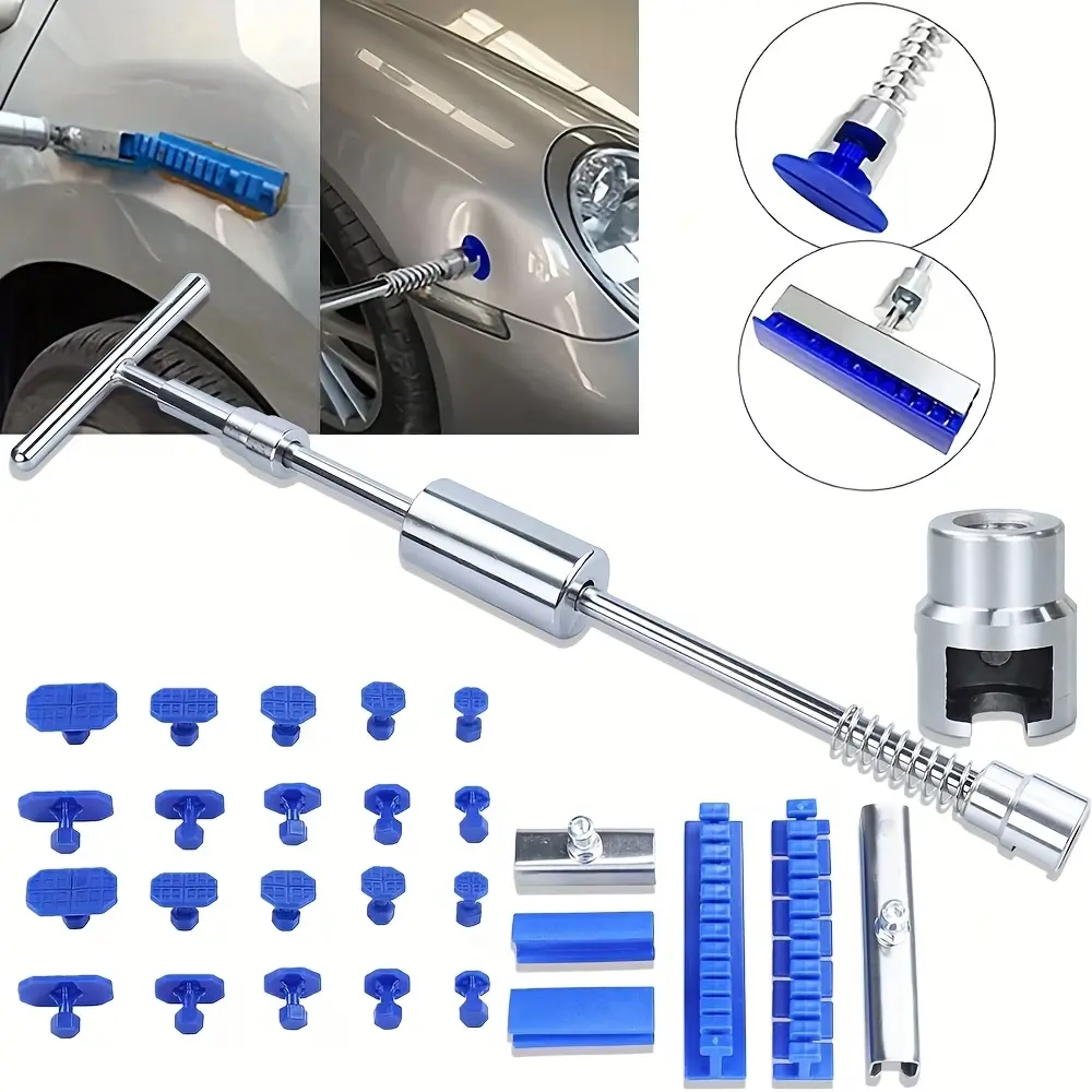 Car dent repair tool, spray free dent repair kit, with 20 blue washers, suitable for removing dents and small hail dents in car body dent repair tools