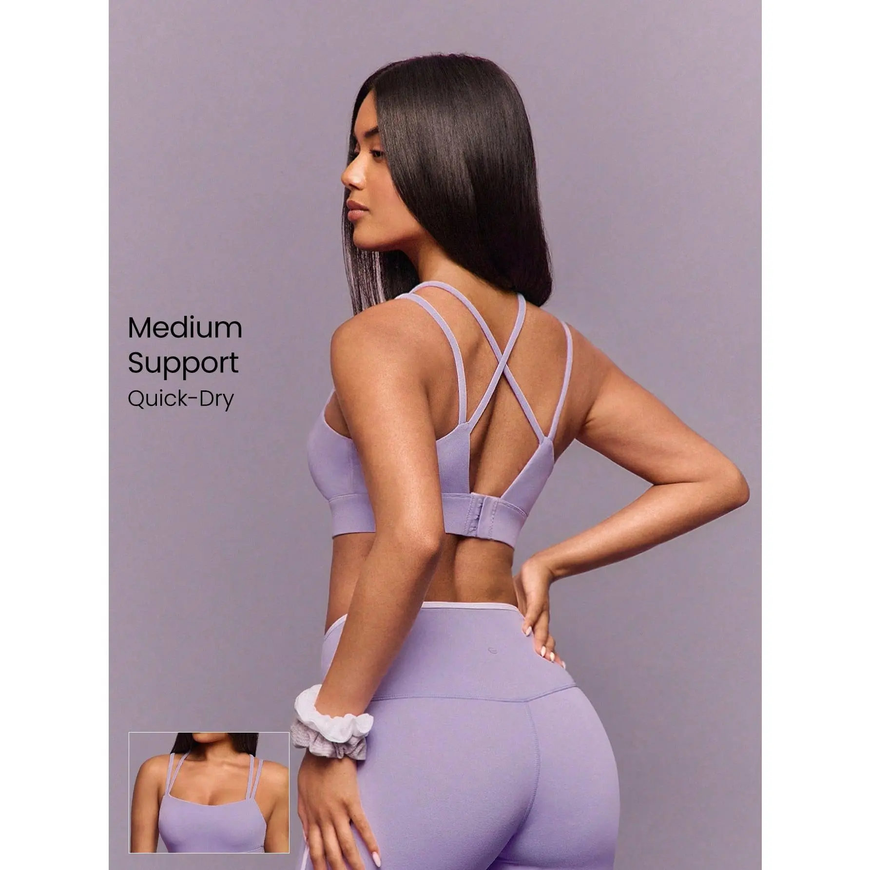 GLOWMODE FeatherFit™-Sculpt Sweat & Slay Stretchy Sweat-Wicking Compressive Double Crisscross Straps Adjustable Buckle Bottom Removable Cups Longline Sports Bra Medium-Impact Jogging Gym Studio Training