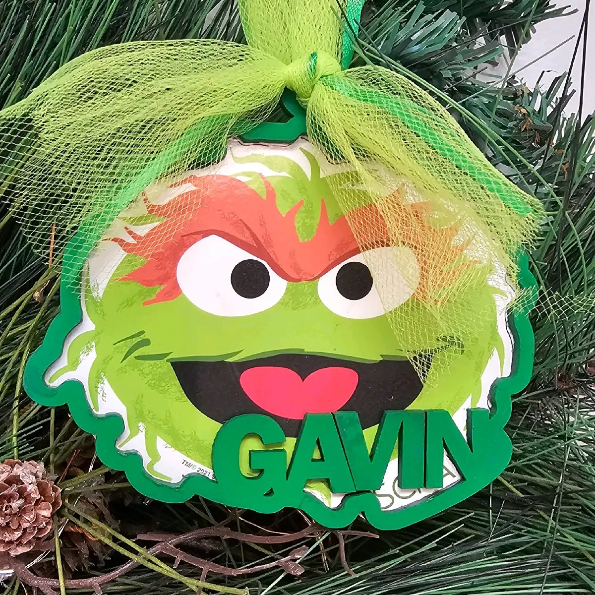 Oscar the Grouch Personalized Ornament - Any Name Decoration Decor personalized gift ornament Christmas