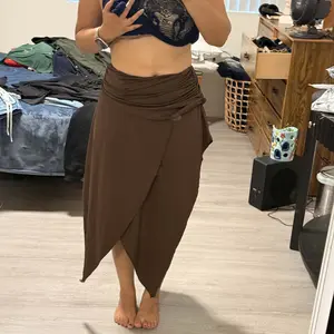 Vacation Casual Ruched Split Irregular Design Low Waist Long Skirt, Solid Color Skirt for Women