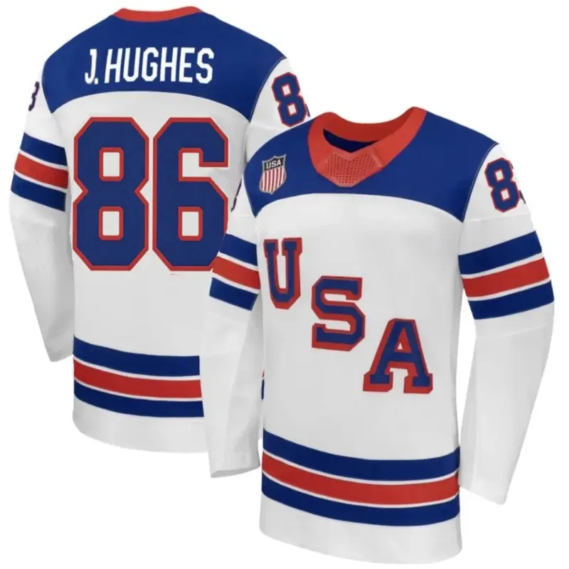 Celebrate USA Hockey Championship Jersey #86 J. Hughes – Classic Ice Hockey Fan Apparel, Breathable Game Day Wear