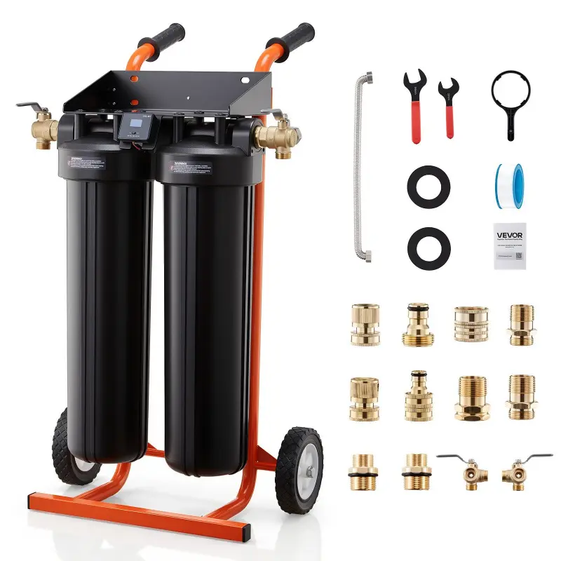 【Summerfinds】VEVOR Deionized Water System for Car Wash, Spotless Car Wash Water System with 2 x 4L DI Resin, Bypass Valve & TDS Meter, Portable Sport-Free Water Deionizer Filter for Cars RVs Windows