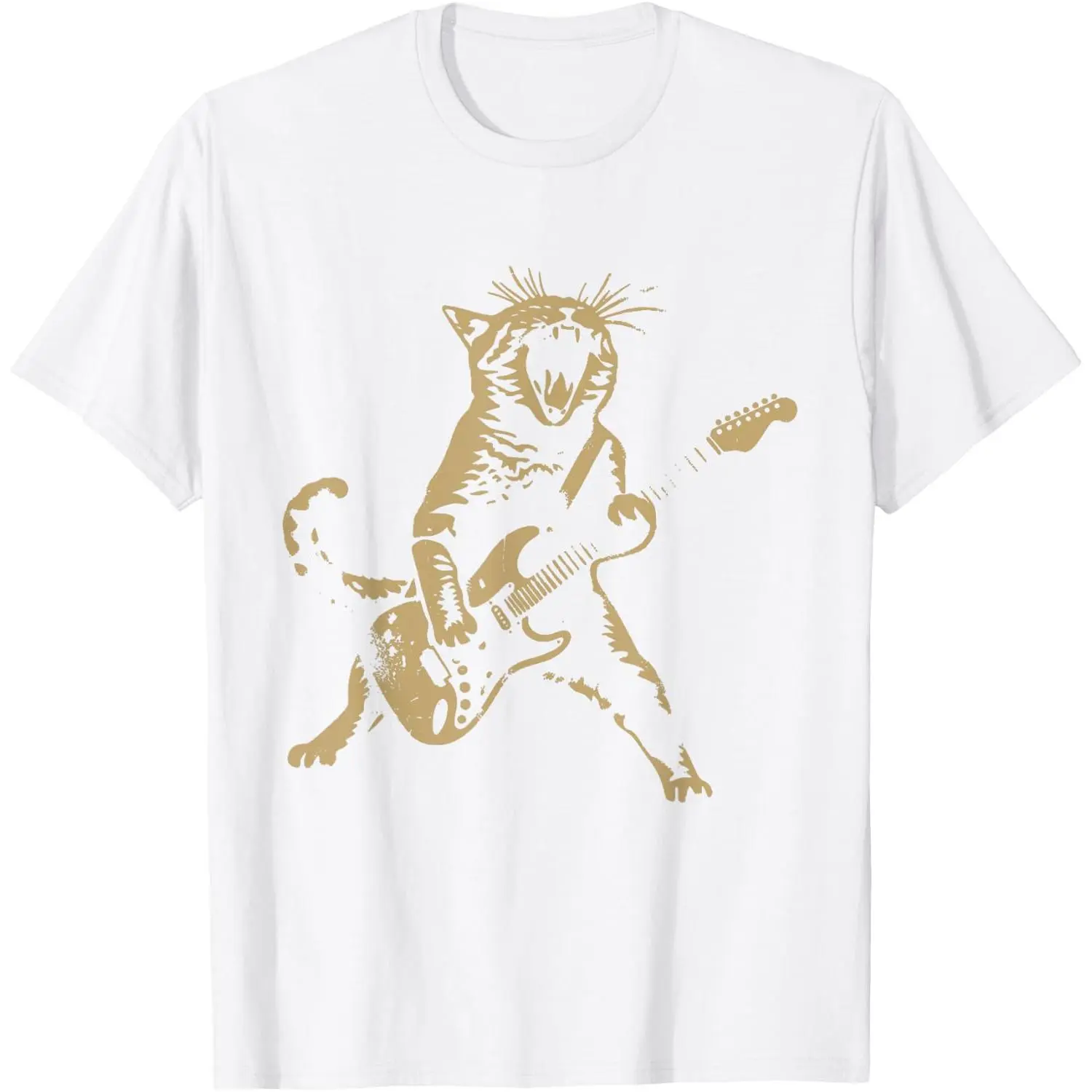 Funny Rock and Roll Cat Playing Guitar for Men Women T-Shirt