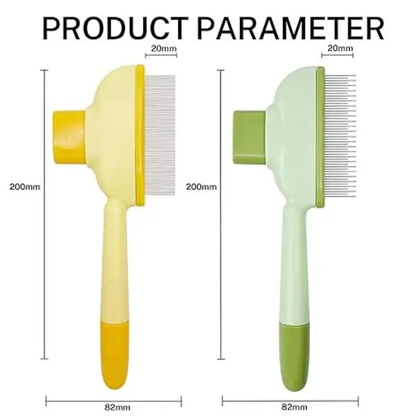 2PCS Stainless Steel Flea Comb Set for Cats & Dogs - Long & Short Teeth Deshedding Tool with Release Button, Self-Cleaning Feature for Pet Hair Removal, 2Pcs Set