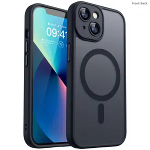 Magnetic for iPhone 15 14 13 12 Case, Upgraded [Full Camera Protection] [Compatible with Magsafe] [Translucent Matte] Shockproof Protective Phone Case Cover for iPhone 12