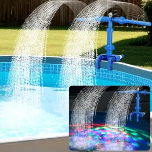Pool Fountains for Above Ground Pools, Waterfall Sprinkler Fountain with Lights, 360?Adjustable Dual-Spray Cooler Aerator, Swimming Pool Accessories Fit 1.18in to 4.72in Top Frame