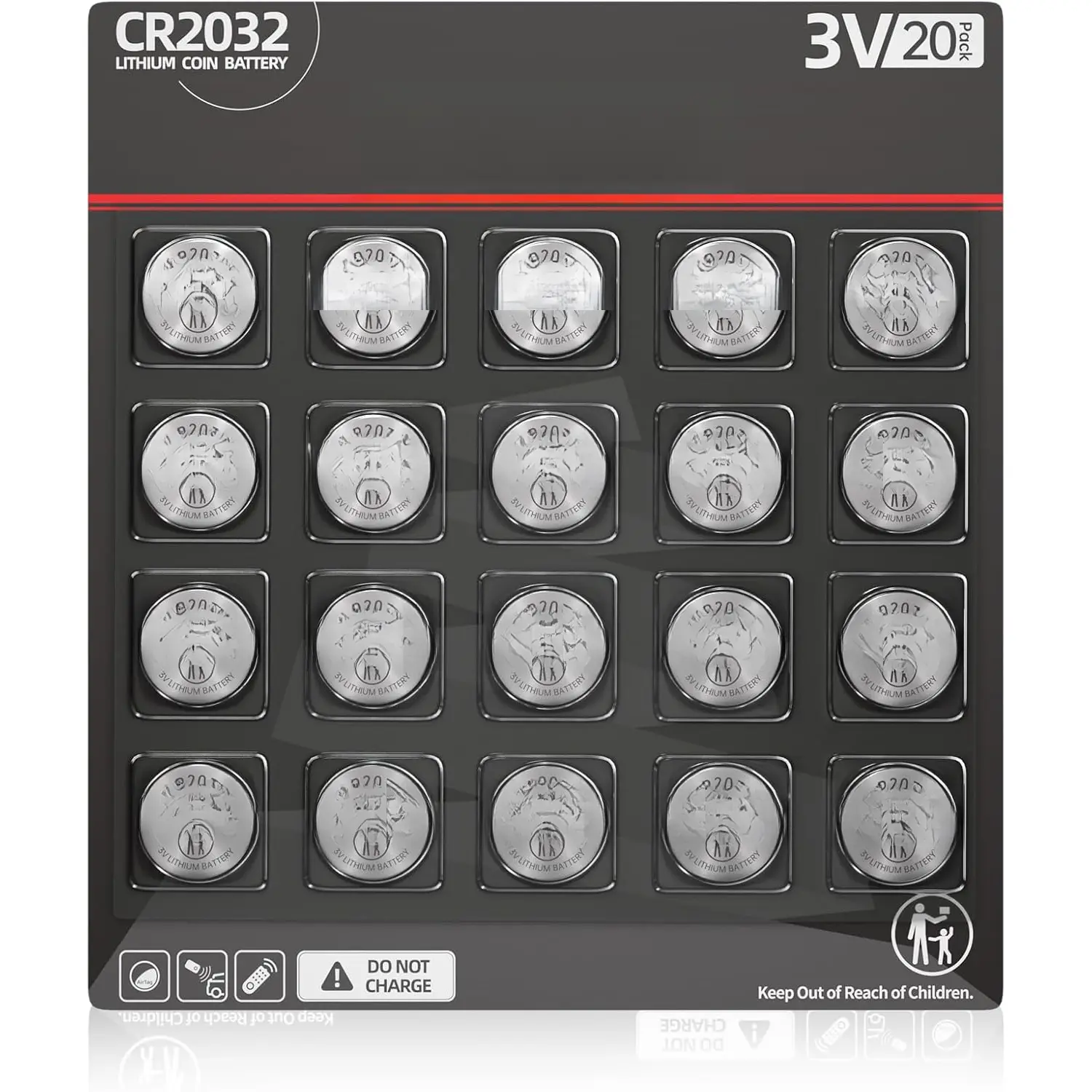 2032  Compatible with AirTag CR2032 Lithium 3V   for  Safety, Suitable for Key Fobs, Smart Sensors, Scales, Candles and More 20 count