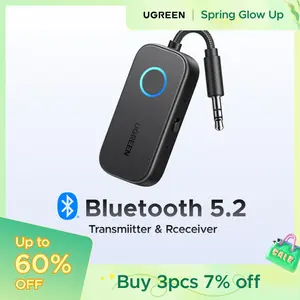 UGREEN Bluetooth 5.2 3.5mm Audio Transmitter/Receiver Adapter for Airpods or Headphones,  for Flight, TV, Car Stereo, MP3 Headset Microphone-TikTokShopSpringGlowUp,Greenish