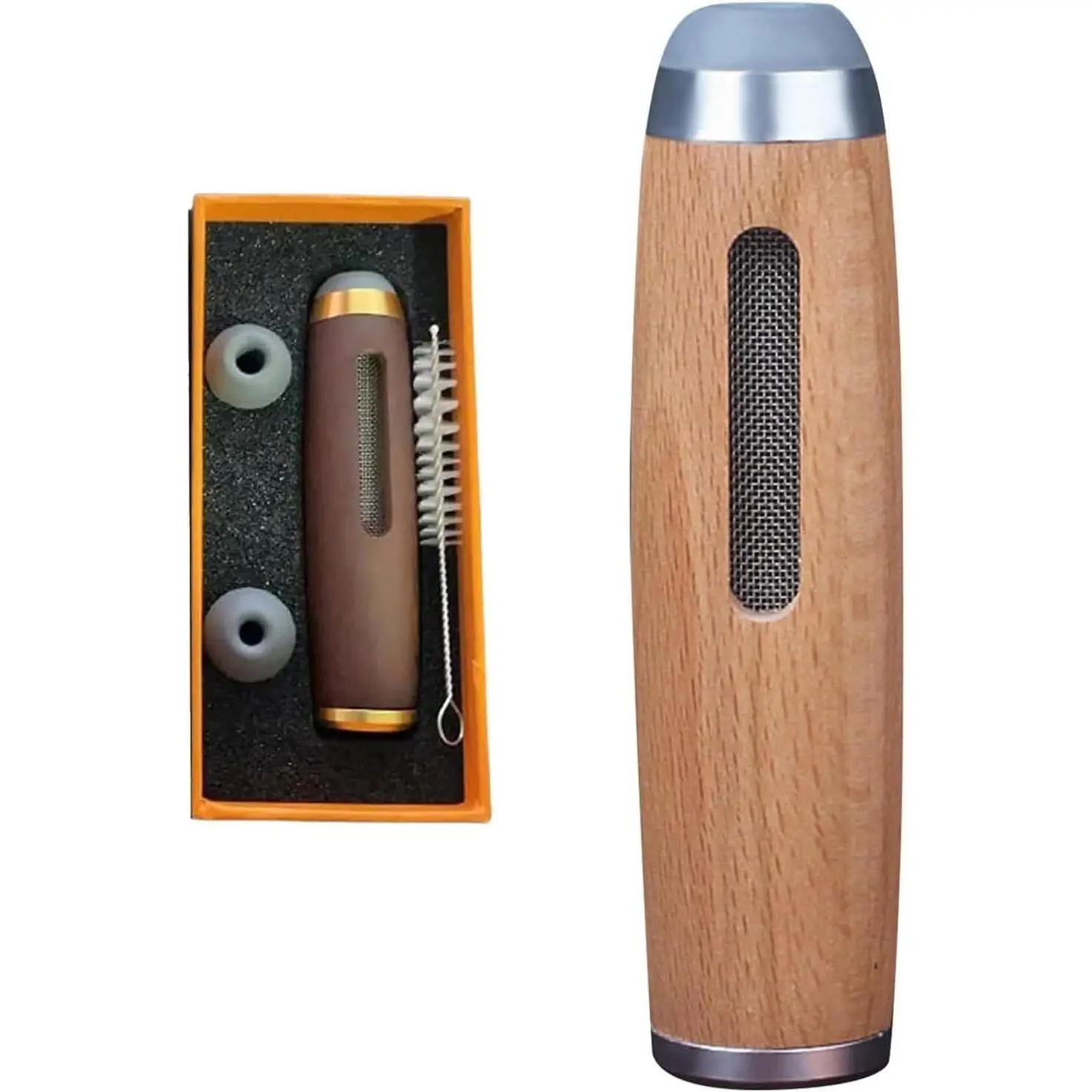 Compact Wooden Walnut Portable Smokeless Car Ashtray - Windproof, Reusable Mini Ash Catcher Accessory for Cars, Home