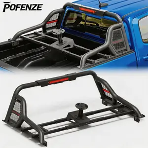 POFENZE-Mestan Mid-Size Truck Roll Bar with Tire Mount, Adjustable 56.88-62.4" Carbon Steel Truck Bed Rack & Chase Rack, 22.11" High, Fits Colorado, Tacoma, Frontier, Gladiator JT, Canyon, Ranger, Ridgeline Roof Top