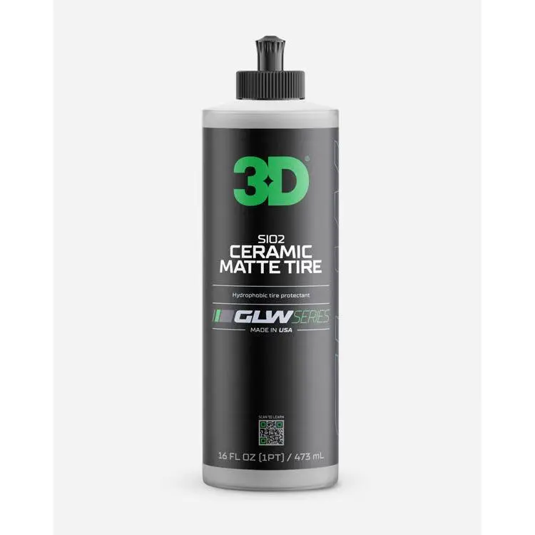 3D GLW Series SiO2 Ceramic Matte Tire Shine | Deep Matte Finish Tire Protectant | Hydrophobic & UV Resistant | Anti-Fade, No Sling | Pro Car Detailing