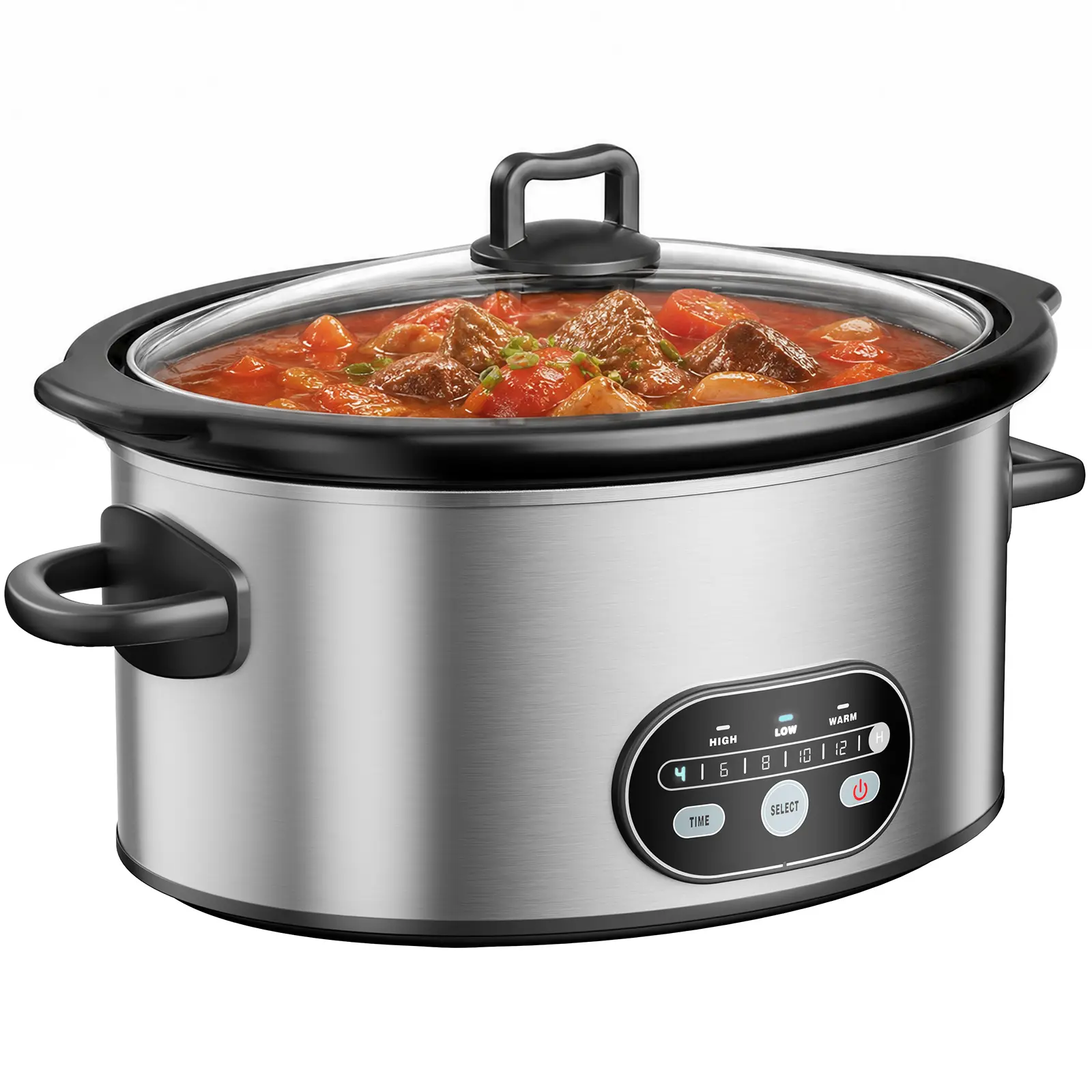 Sweetcrispy S - Slow Cooker with 3 Cooking Settings, Dishwasher-Safe Stoneware Crock & Glass Lid