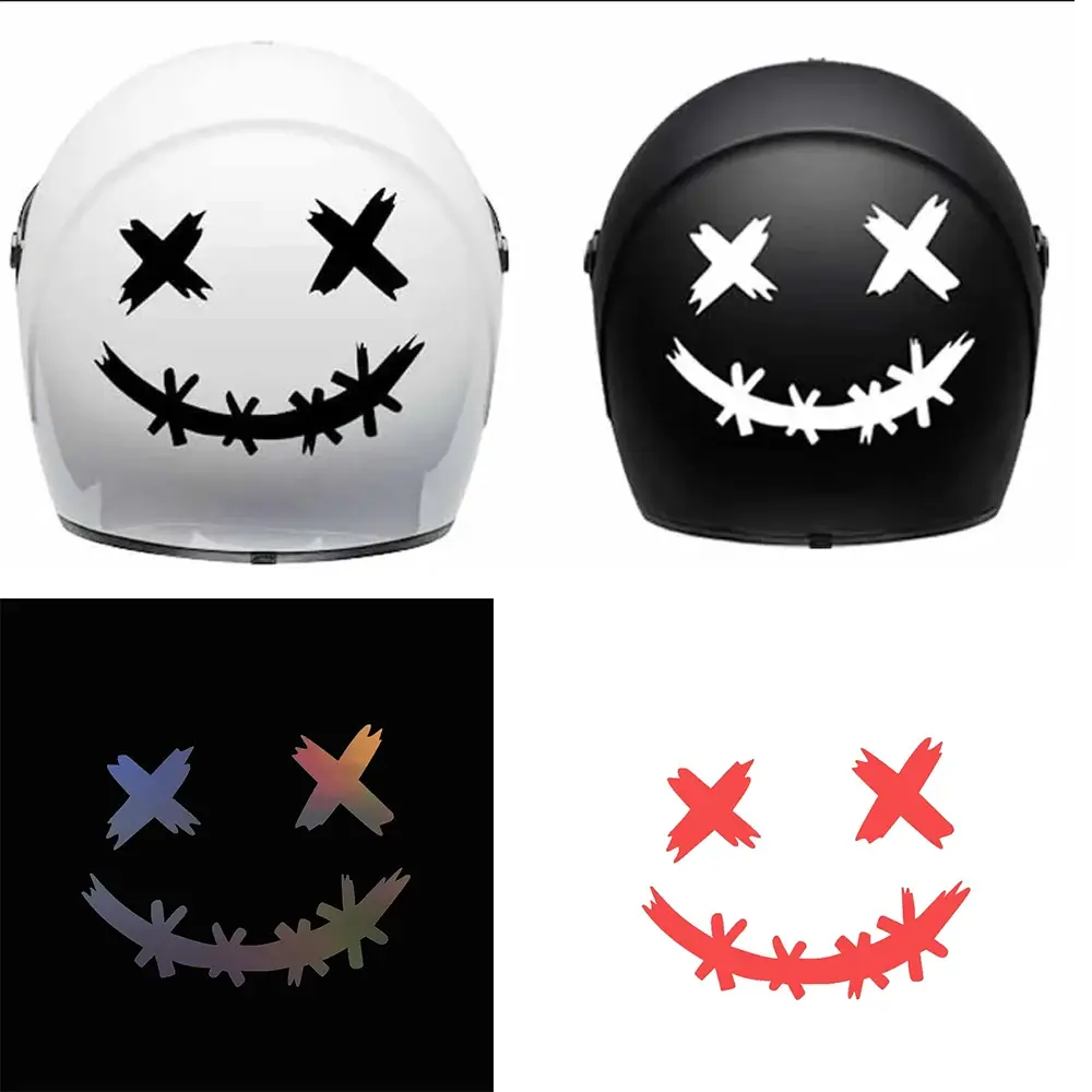 2026 Waterproof Reflective Stickers for Motorcycle Helmet, Demon Smiling Face Decal, Auto Body Decoration, Car Sticker, Laser New for your car décor