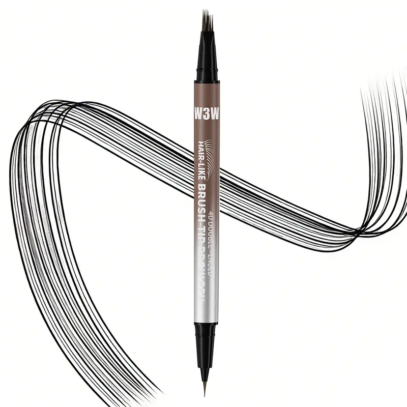 Microblading Eyebrow Pen Dual Tip Brow Pen, 4D Hair-Like Brush for Natural Looking Fuller Brows, Waterproof Smudge Proof Long Lasting Eyebrow Makeup Tool, Beginner Friendly Daily Makeup