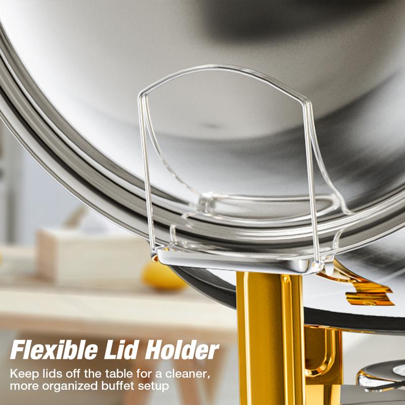 【Holiday Season】WARMOUNTS Round 5QT Chafing Dishes for Buffet with Glass Lid (2/4/6-Pack) | Chafers and Buffet Warmers for New Year‘s Party & Winter Gathering | Wedding & Catering