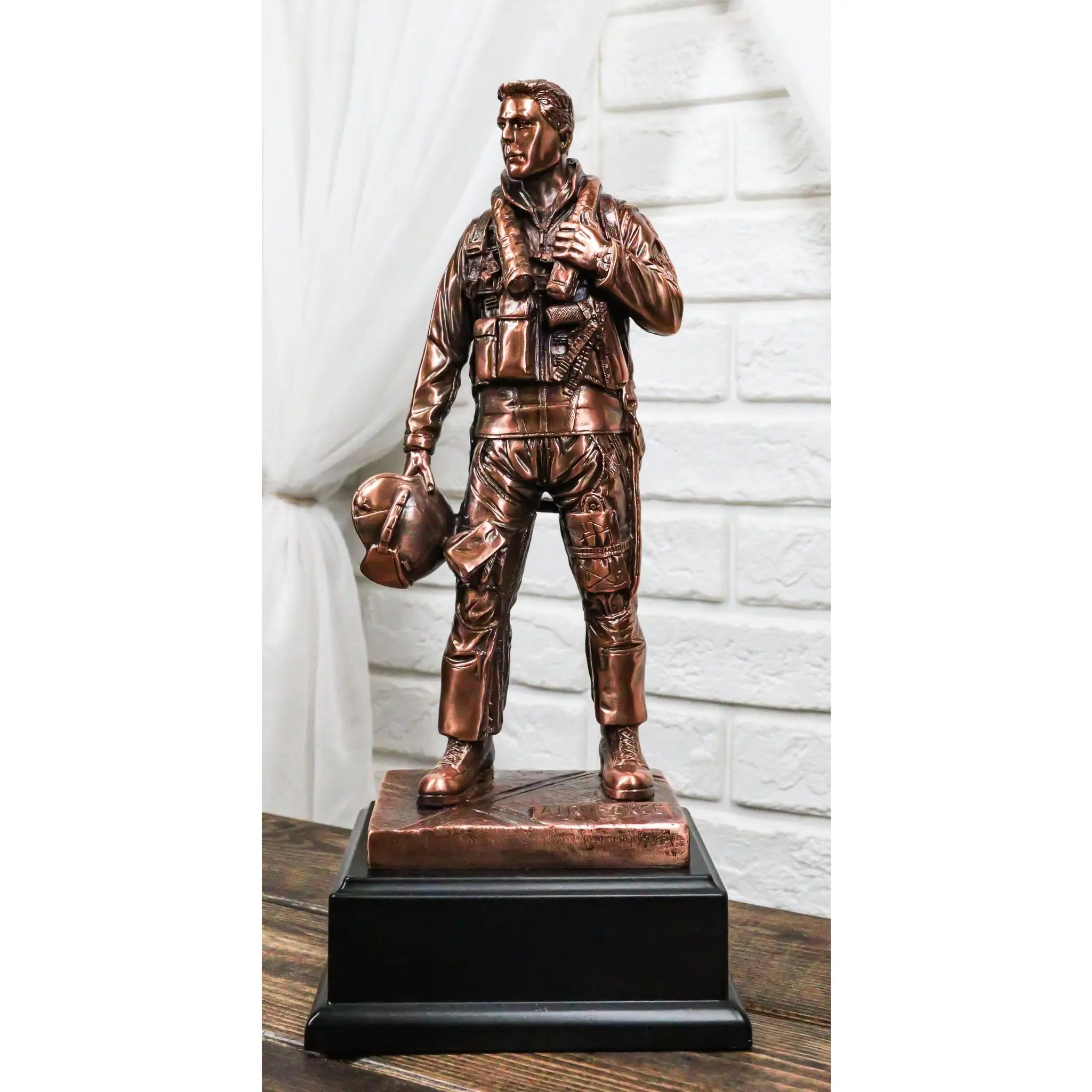 Air Force Airman Aircraft Carrier Fighter Jet Pilot Bronzed Statue With Base 11"