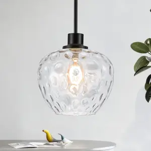 9.05in Pendant Light Hammered Glass, Cute Apple-shaped Mood Light for Kitchen Island Over Sink & Bedroom(1PACK)