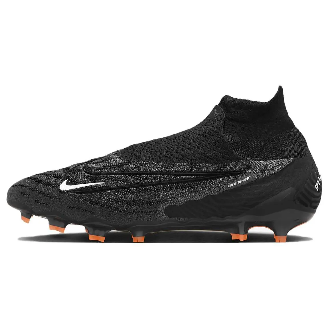 Nike Gripknit Phantom Gx Elite Dynamic Fit FG Black Dark Smoke Grey Total Orange Comfort Soccer Cleats Men's DC9969-010