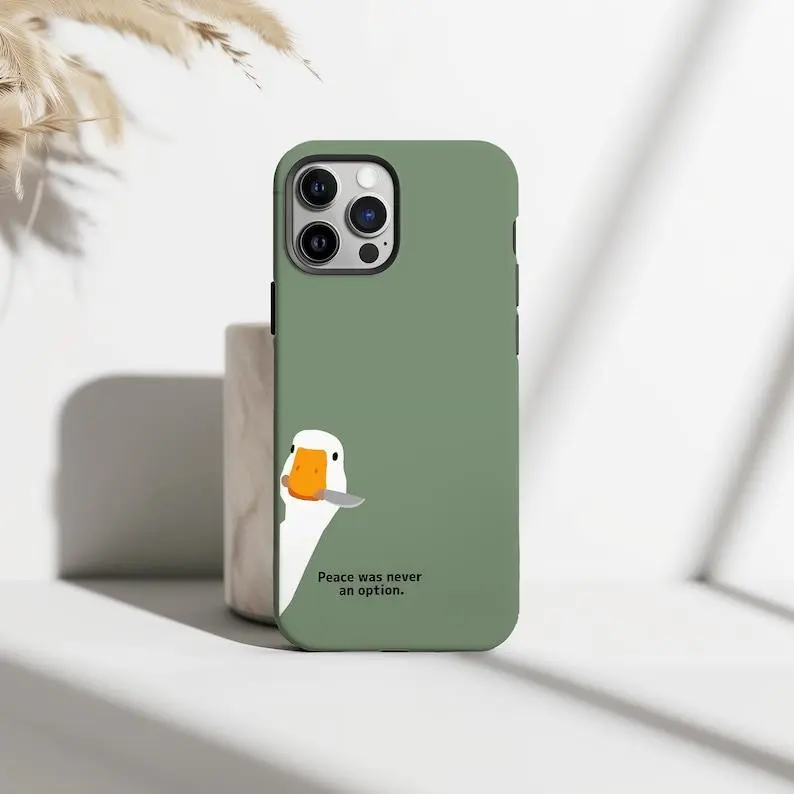 Silly Goose Plastic Smartphone Casing - Durable Handheld Device Protection Accessory for iPhone 17/16/15/14/13/12 Pro Max, Samsung S25/S24 - Funny Cottagecore Gift for Animal Lovers