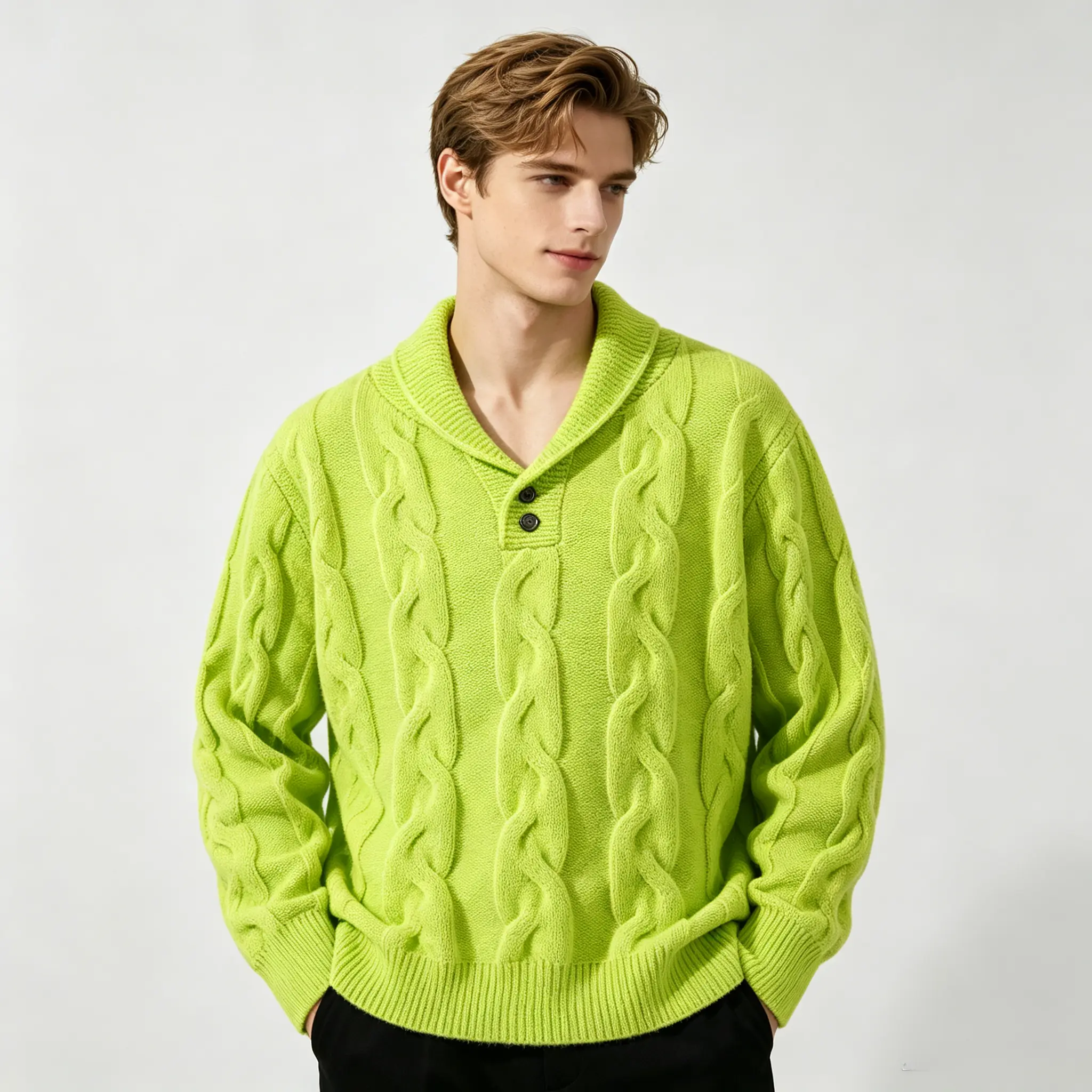 Men’s autumn/winter new arrival fashionable pullover knit sweater featuring an exquisite cable-knit texture and soft fabric; suitable for both casual and business wear; knitwear, casual fashion sweater.