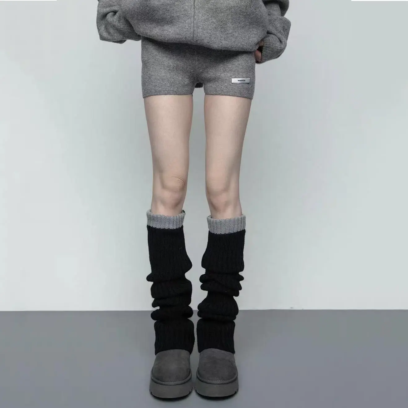 Colorblock Knee High Leg Warmers for Women, 70cm Thick High-Cotton Mix for a Slouchy Look and Autumn Winter Matching, Antifriction, All-Match, Calf High