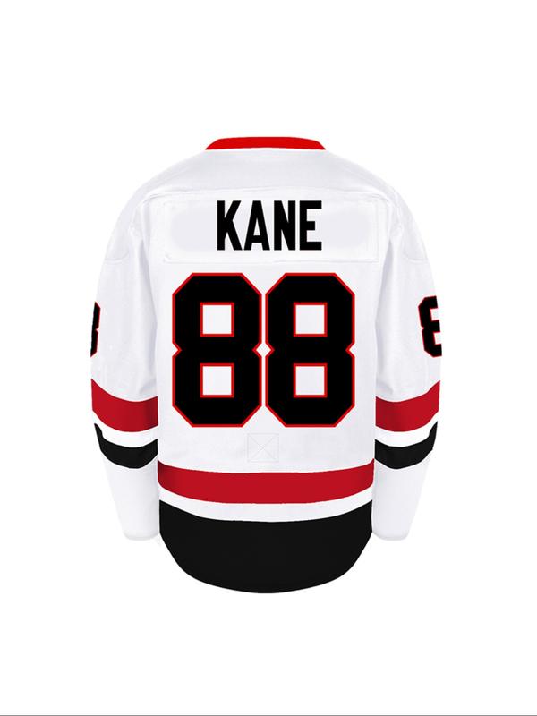 Men's Ice Hockey Jersey 88 Embroidered Casual Training T-Shirt, casual sportswear, Sporty V-Neck Long Sleeve, Loose-Fitting All Seasons