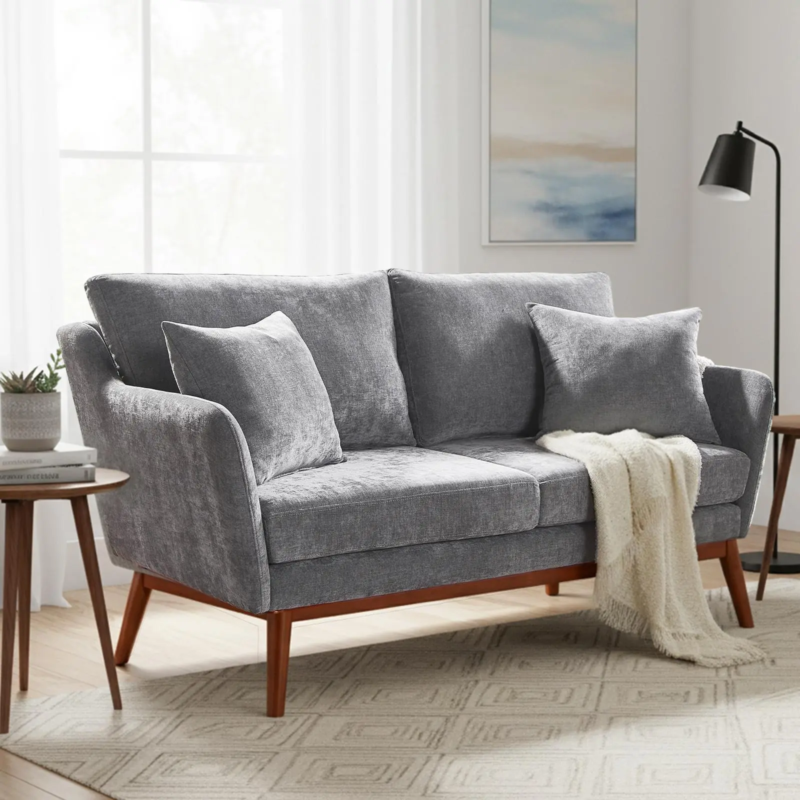 Medieval modern style, wide size, cotton and linen, indoor double sofa