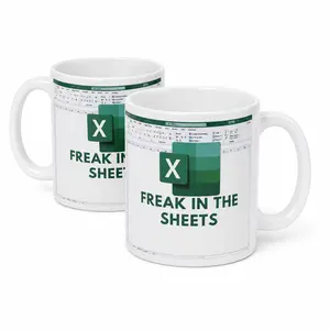 Freak In The Sheets , Excel , Excel, Accountant , Accountant , Tax Accountant - 11oz or 15oz Resuable Ceramic Drinkware With Large Handles - Printed In The USA - Aesthetic & Tea Double-Sided cup perfect retro mug manager gift pottery Skeleton Coffee