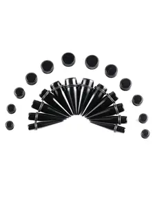 Ear Stretching Kit Gauges 24 Pieces Big Gauges 10mm-20mm Ear Gauges Expander Set Acrylic Ear Tapers and Plugs Body Earring Piercing Kits Black Color