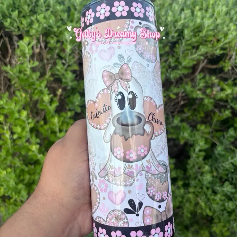 Mexican Barro Ghost Talavera Cafecito Y Chisme Tumbler