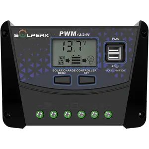 SOLPERK 30A Solar Charger Controller 12V 24V Auto, Solar Panel Battery Intelligent Regulator with Dual USB Port PWM Controller for Gel AGM Lead-Acid Lithium LiFePO4 Battery, Used in RV Boat Car Outdoorfun dealsforyou
