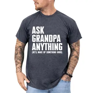 MAPTEES Ask Grandpa Anything Graphic Tee, Funny Grandpa T-shirt For Men, Father's Day Gift Shirt, Funny Sarcastic Men Tee