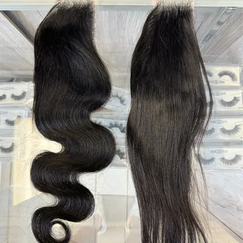 [We Heart Hair] 2x6 Swiss Lace Skin Melt 100% Human Hair Lace Closure Straight Body Wave Pre Plucked