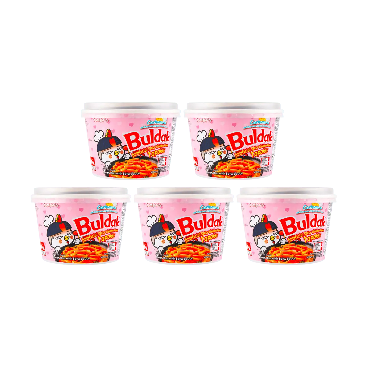 SAMYANG Korean Buldak Carbonara Topokki - Spicy Chicken and Cheese Flavor, 6.31oz*5 Pack【Value Pack】【Trending on TikTok】 SAMYANG Korean Buldak Carbonara Topokki - Spicy Chicken and Cheese Flavor, 6.31oz*5 Pack【Value Pack】【Trending on TikTok】