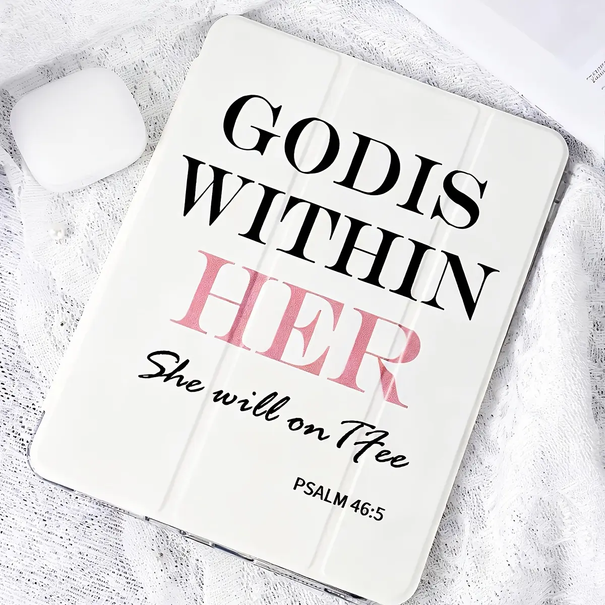 Letter Slogan Pattern TPU Tri-Fold iPad Case with Built-in Pencil Holder & Auto Sleep/Wake and Foldable Stand. Compatible with iPad A16, 10th/11th Gen, 10.2-inch, 11-inch iPad Pro 2020/2021, 11-inch iPad Air, iPad 2025, Galaxy Tab S9 FE+ 12.4-inch Series.