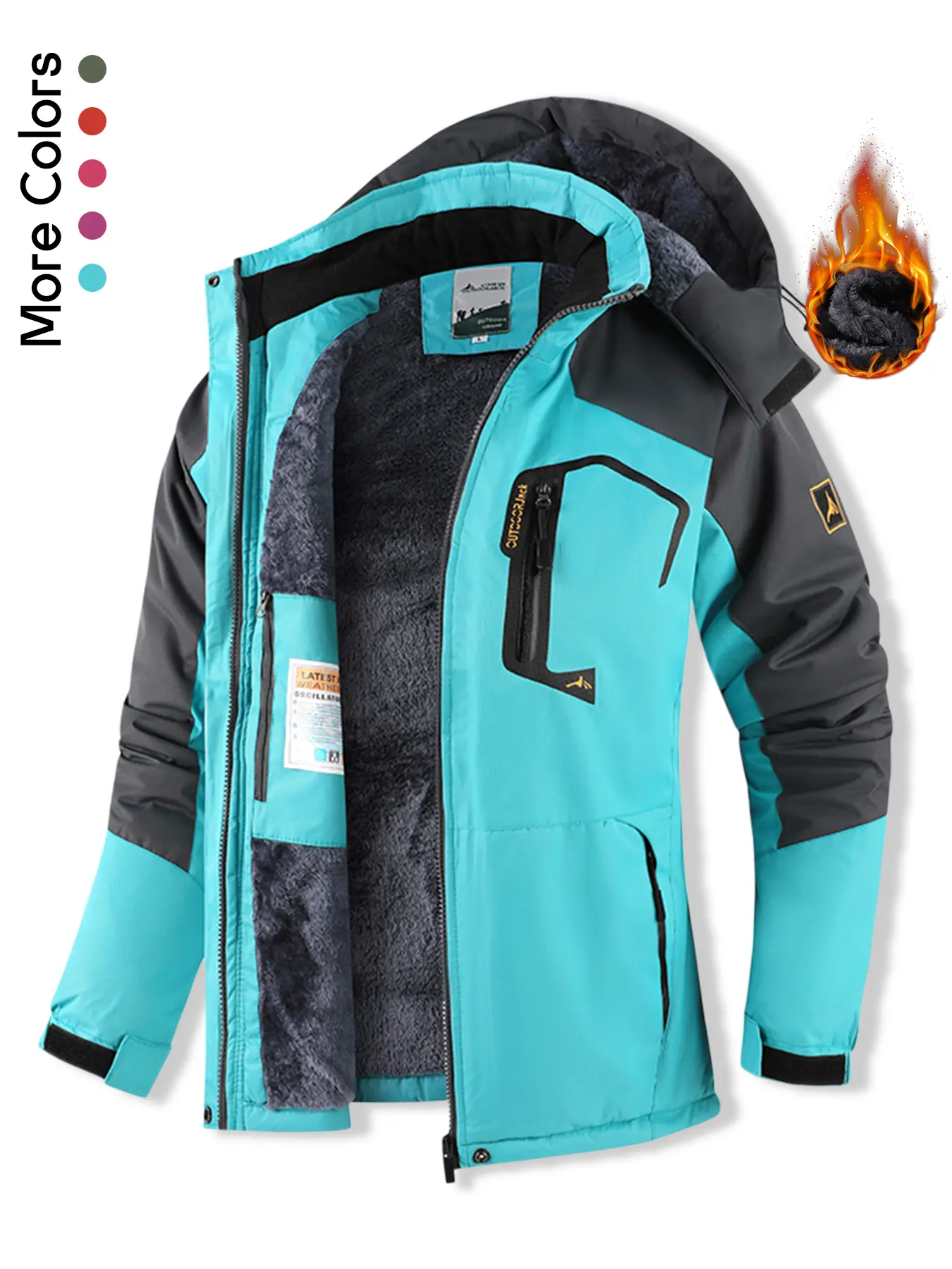 Women's Waterproof Ski Jacket Fleece Lined Winter Windproof Snow Coat Hooded Mountain Raincoat Outerwear
