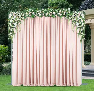 10 ft x 10 ft Scuba (Wrinkle-Free) (240 GSM) Event Backdrop Curtain Drape Panel - Blush Pink/Rose Gold (1pc)